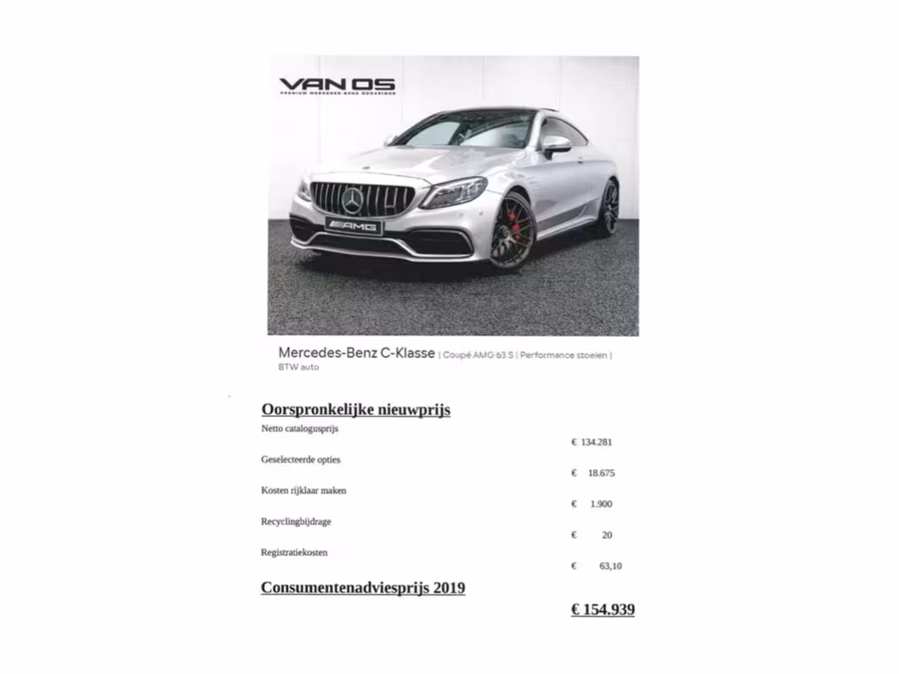 Mercedes-Benz C-klasse Coupé AMG 63 S | Performance stoelen | BTW auto | 360º Camera