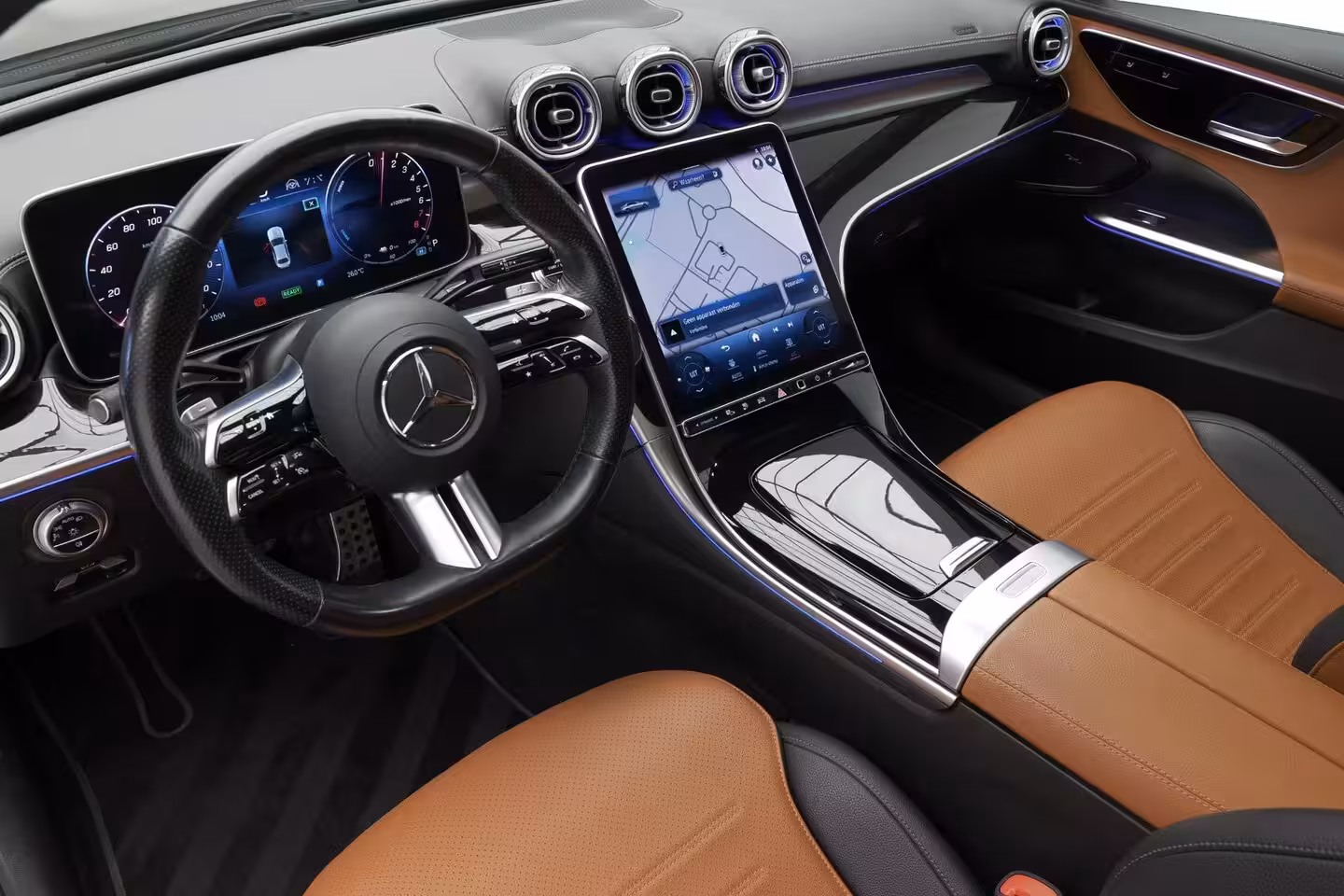 Mercedes-Benz C-klasse C300e AMG Line |Pano|Burmester|Ambient|Trekhaak|Leder|
