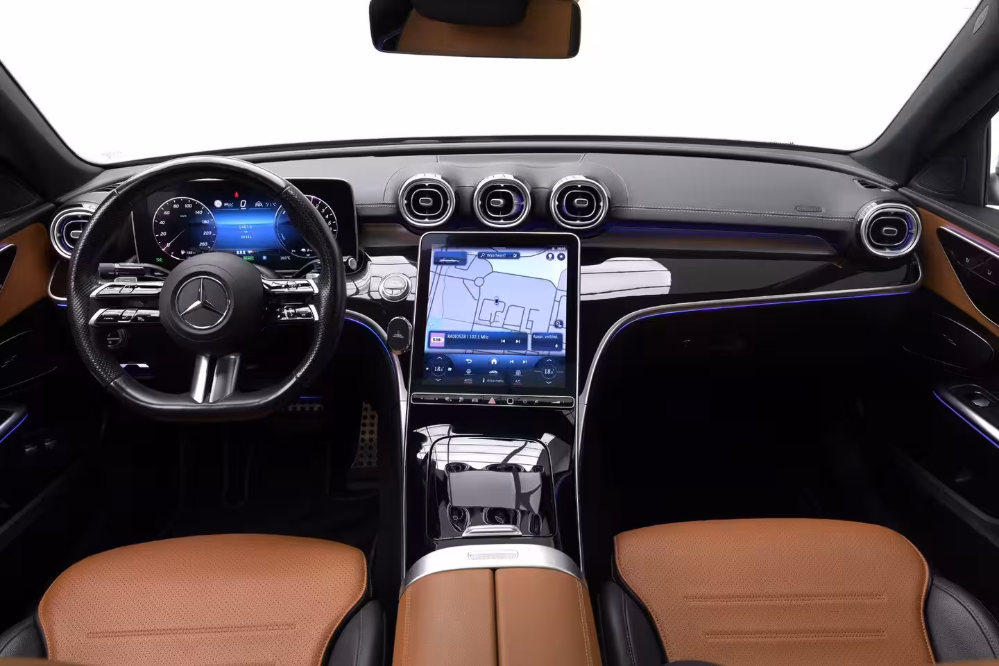Mercedes-Benz C-klasse C300e AMG Line |Pano|Burmester|Ambient|Trekhaak|Leder|