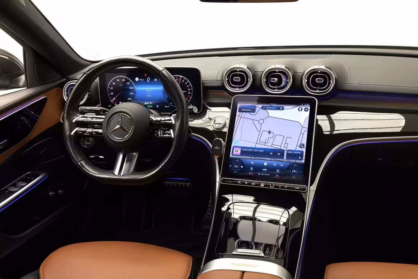 Mercedes-Benz C-klasse C300e AMG Line |Pano|Burmester|Ambient|Trekhaak|Leder|