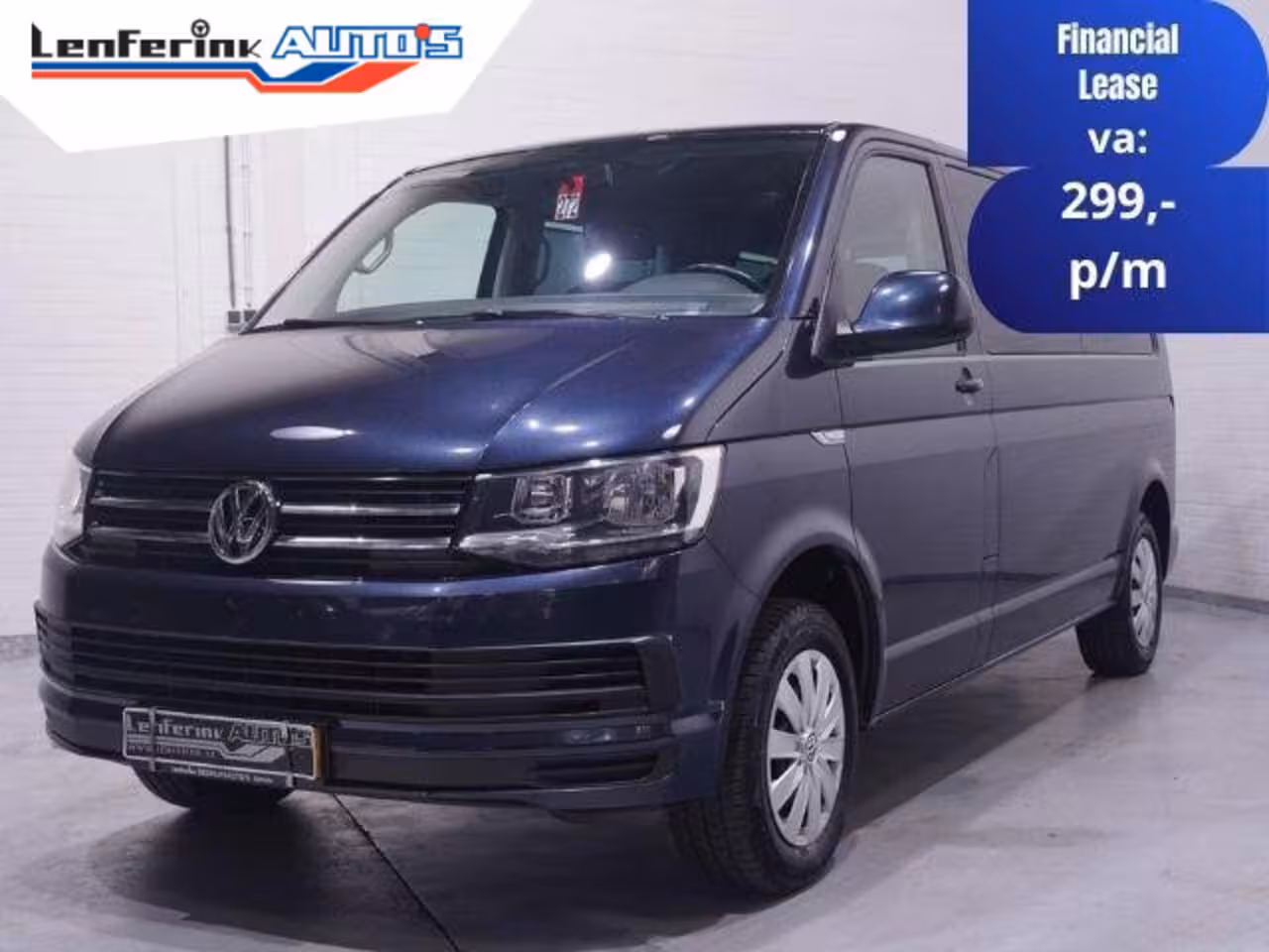 Volkswagen Transporter 2.0 TDI 150 pk Dubbel Cabine Airco, Leder Zwart Cruise control, Trekhaak, 5-Zits