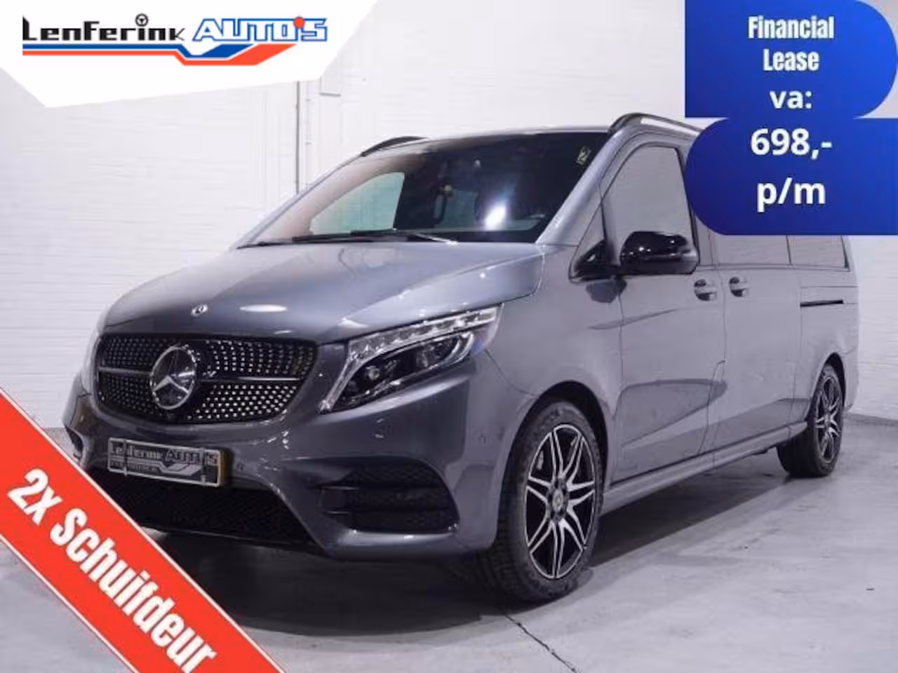 Mercedes-Benz V-klasse 300d Dubbel Cabine L3 AMG Line Airmatic, Burmester Sound, NAP, Distronic, Leder Zwart, LED
