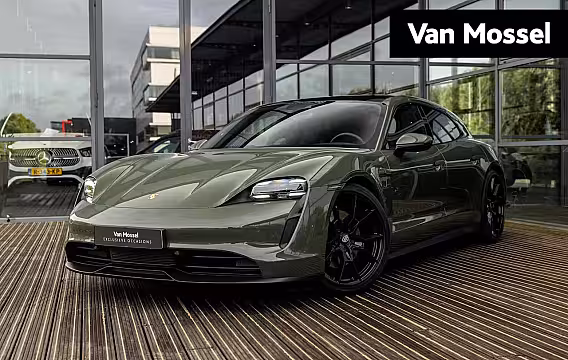 Porsche Taycan Sport Turismo 79 kWh | PANORAMA | PTS COLOR BLACK OLIVE | BIJRIJDERS DISPLAY | 95 % SOH | ELECTRIC SOUND